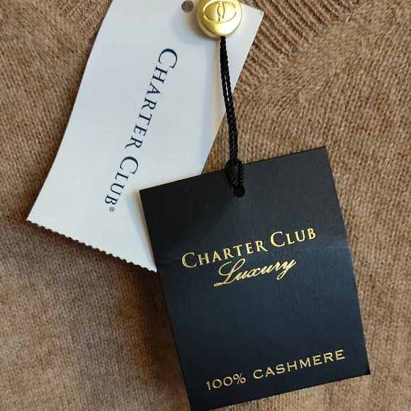 Charter Club V-Neck Cashmere Sweater - Brown - Picture 3 of 3